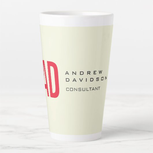 Moderne minimalistische Initialen Rood Monogram Be Latte Mok (Voorkant)