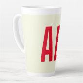 Moderne minimalistische Initialen Rood Monogram Be Latte Mok (Linkerhoek)