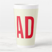 Moderne minimalistische Initialen Rood Monogram Be Latte Mok (Voorkant)