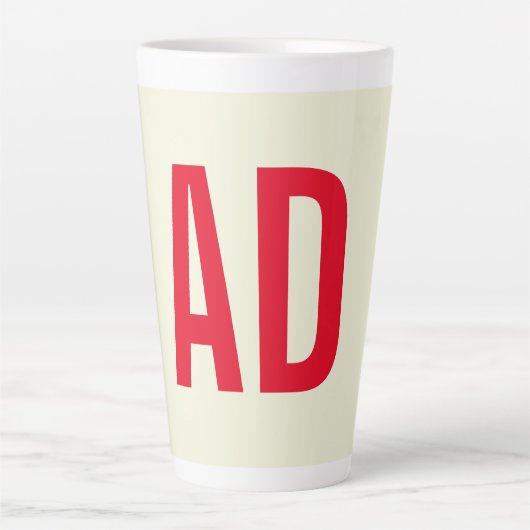 Moderne minimalistische Initialen Rood Monogram Be Latte Mok (Voorkant)