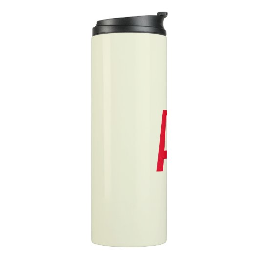 Moderne minimalistische Initialen Rood Monogram Be Thermosbeker (Gedraaid links)