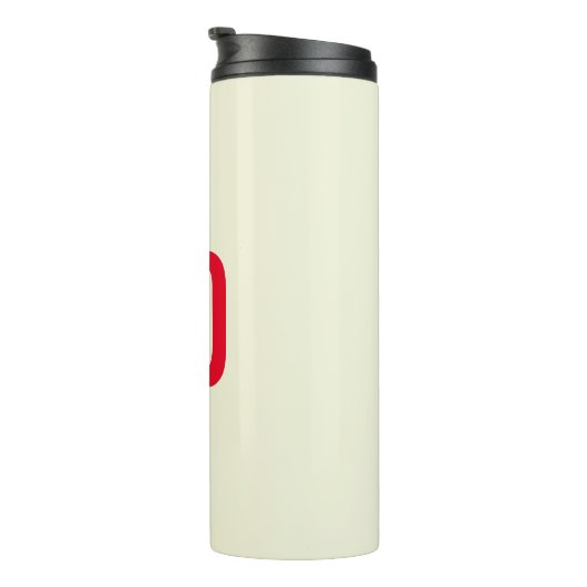 Moderne minimalistische Initialen Rood Monogram Be Thermosbeker (Geroteerd rechts)