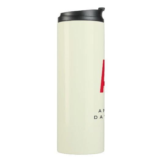 Moderne minimalistische Initialen Rood Monogram Be Thermosbeker (Gedraaid links)