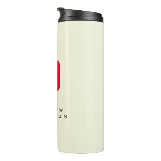 Moderne minimalistische Initialen Rood Monogram Be Thermosbeker (Geroteerd rechts)