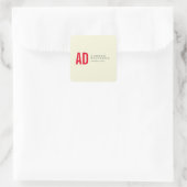 Moderne Minimalistische Initialen Rood Monogram Be Vierkante Sticker (Tas)
