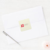 Moderne Minimalistische Initialen Rood Monogram Be Vierkante Sticker (Envelop)