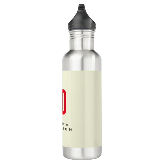 Moderne minimalistische Initialen Rood Monogram Be Waterfles (Rechts)