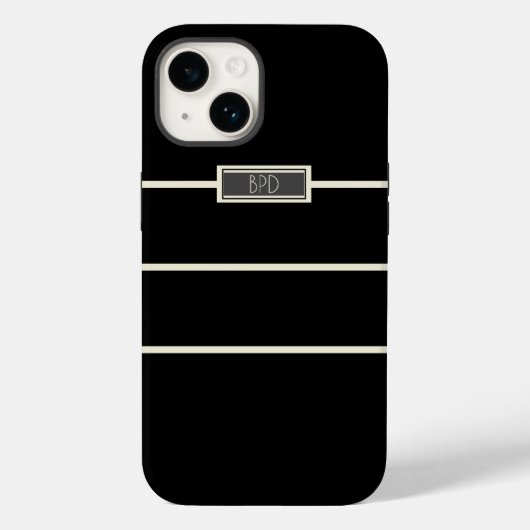 Moderne minimalistische Initialen zwart Case-Mate iPhone Case (Achterkant)