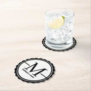 Moderne Minimalistische Initiële Monogram Papieren Kartonnen Onderzetters