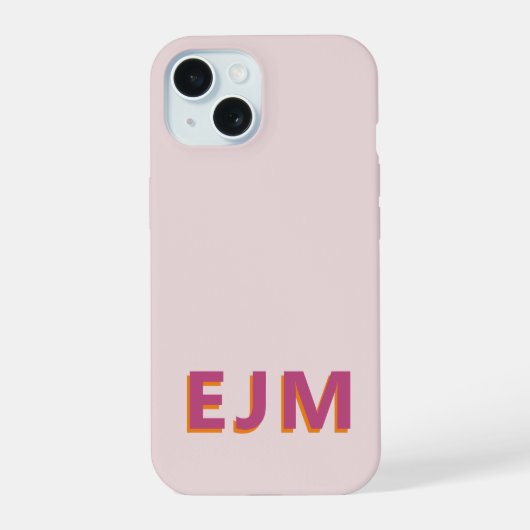 Moderne Minimalistische Initiële Monogram Roze iPhone 15 Case (Achterkant)