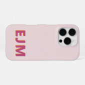Moderne Minimalistische Initiële Monogram Roze iPhone Hoesje (Achterkant horizontaal)