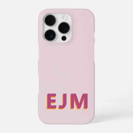 Moderne Minimalistische Initiële Monogram Roze iPhone Hoesje (Achterkant)