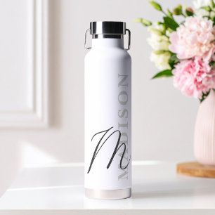 Moderne Minimalistische Initiële Monogram Waterfles