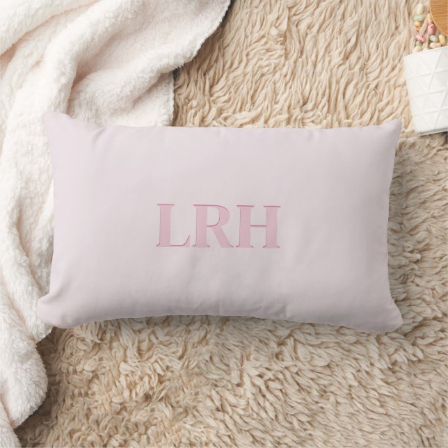 Moderne Minimalistische Initiële Roze Monogram  Kussen (Deken)