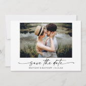 Moderne, minimalistische inkt Pen script foto Save The Date (Voorkant)