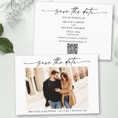 Moderne minimalistische inkt script foto QR code Save The Date