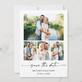 Moderne Minimalistische Inkt Script Koppel 4 Foto' Save The Date
