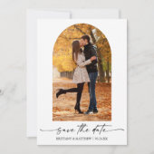 Moderne minimalistische inkt Script Photo Arch QR- Save The Date (Voorkant)