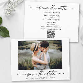 Moderne minimalistische inktpenscript QR-code foto Save The Date