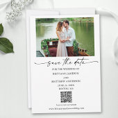 Moderne minimalistische inktpenscript QR-code foto Save The Date