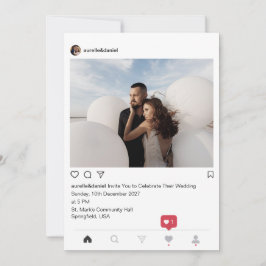 Moderne Minimalistische Instagram Witte Trouwdag Kaart
