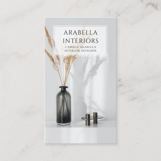 Moderne minimalistische interieur ontwerper visitekaartje (Voorkant)