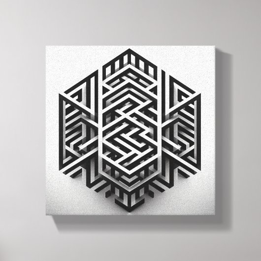 Moderne Minimalistische Isometrische Doolhof - Abs Canvas Afdruk (Voorkant)