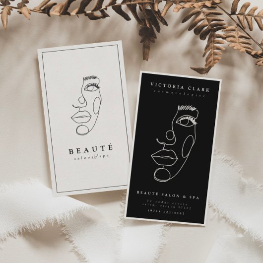 Moderne minimalistische Ivoor/Black Salon & Spa Visitekaartje