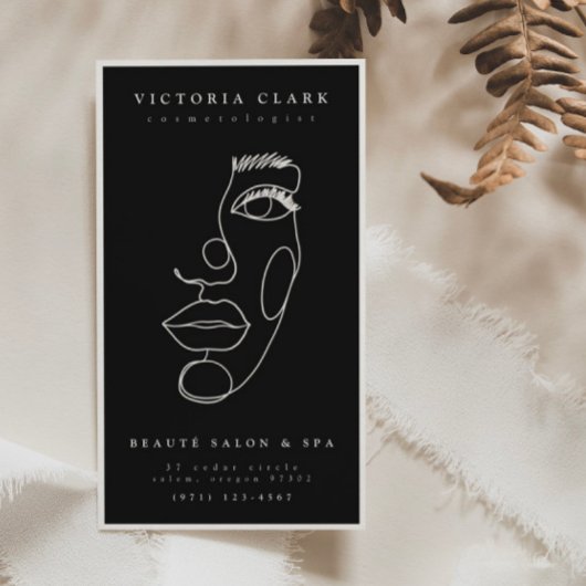 Moderne minimalistische Ivoor/Black Salon & Spa Visitekaartje