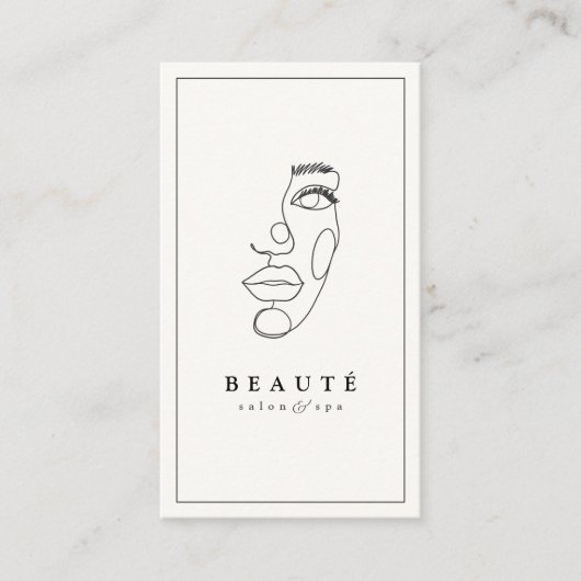 Moderne minimalistische Ivoor/Black Salon & Spa Visitekaartje (Voorkant)