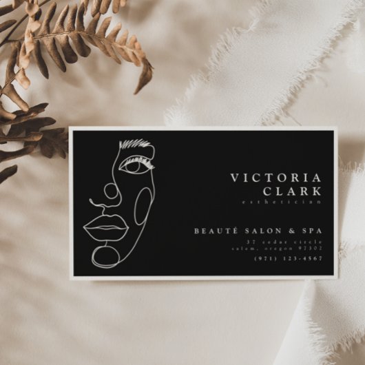 Moderne minimalistische Ivoor/Black Salon Visiteka Visitekaartje
