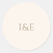 Moderne Minimalistische Ivoor Monogram Bruiloft Ronde Sticker (Voorkant)