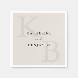 Moderne Minimalistische Ivoor Monogram Bruiloft Servet
