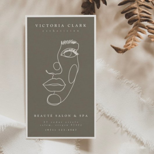 Moderne minimalistische Ivoor/Neutrale Salon & Spa Visitekaartje