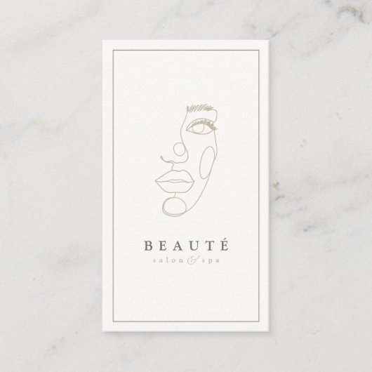 Moderne minimalistische Ivoor/Neutrale Salon & Spa Visitekaartje (Voorkant)