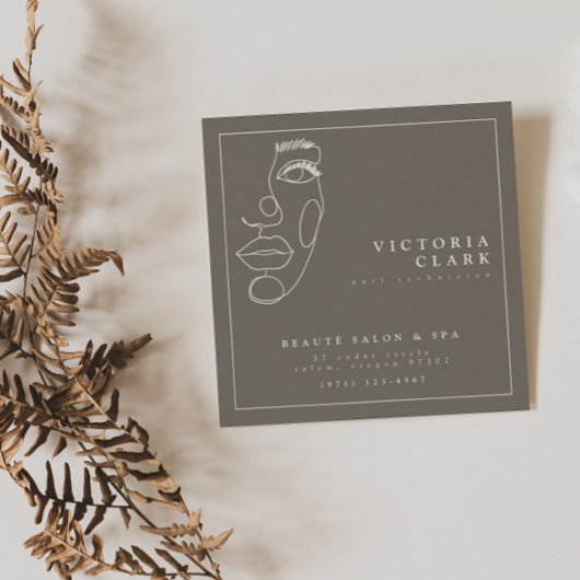 Moderne minimalistische ivoor/neutrale salon vierkante visitekaartje