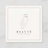 Moderne minimalistische ivoor/neutrale salon vierkante visitekaartje (Voorkant)