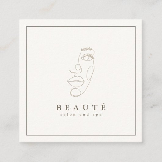 Moderne minimalistische ivoor/neutrale salon vierkante visitekaartje (Voorkant)