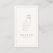 Moderne minimalistische Ivoor/Olijf Salon & Spa Visitekaartje (Voorkant)