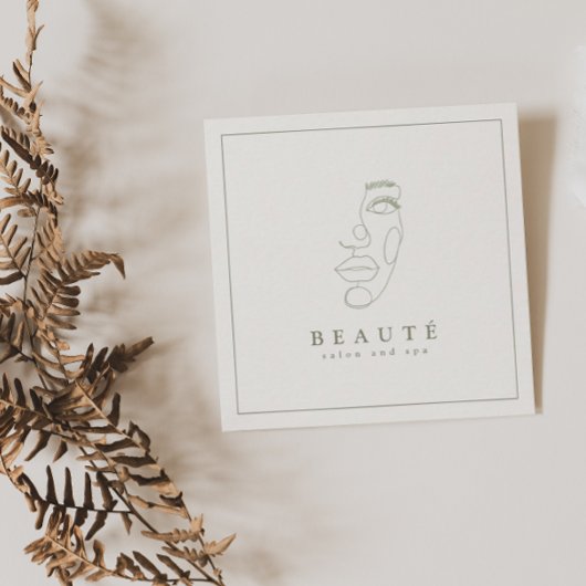 Moderne minimalistische ivoor / olijfsalon vierkante visitekaartje