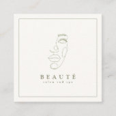 Moderne minimalistische ivoor / olijfsalon vierkante visitekaartje (Voorkant)