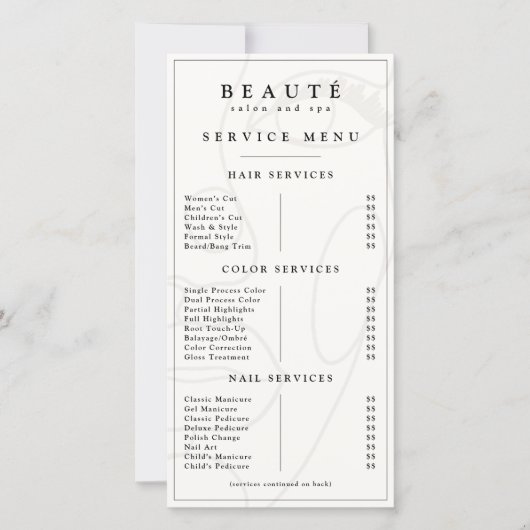 Moderne minimalistische Ivoor/Zwarte Salon/Spa Men (Voorkant)