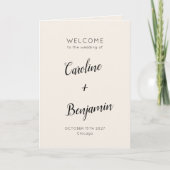 Moderne minimalistische ivoorcrème zwarte bruiloft programma (Voorkant)