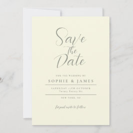 Moderne minimalistische ivoren bruiloft bewaar de  kaart