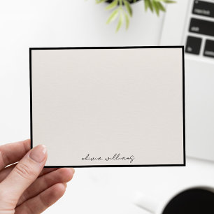 Moderne Minimalistische Ivoren Calligrafie Monogra Notitiekaartje
