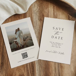Moderne Minimalistische Ivoren QR Code Foto Bruilo Save The Date