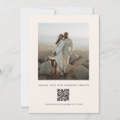 Moderne Minimalistische Ivoren QR Code Foto Bruilo Save The Date (Achterkant)