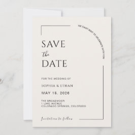 Moderne Minimalistische Ivoren Redactioneel Save The Date
