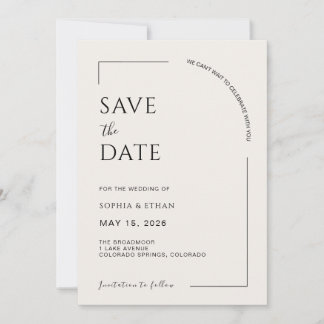 Moderne Minimalistische Ivoren Redactioneel Save The Date