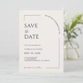 Moderne Minimalistische Ivoren Redactioneel Save The Date (Staand voorkant)